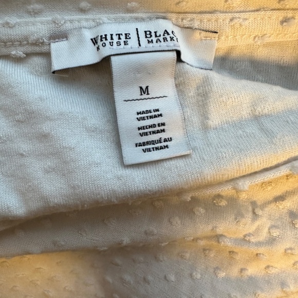 *WHITE HOUSE BLACK MARKET* White Polka Dot Long Sleeve Top Size Medium - Picture 6 of 7